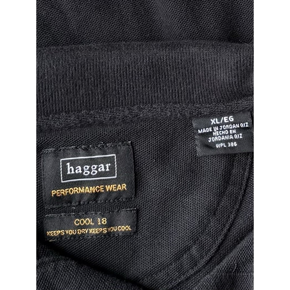 Haggar Performance Wear Men's Short Sleeve Black Cool 18 Golf Polo Shirt Sz XL - Picture 2 of 7